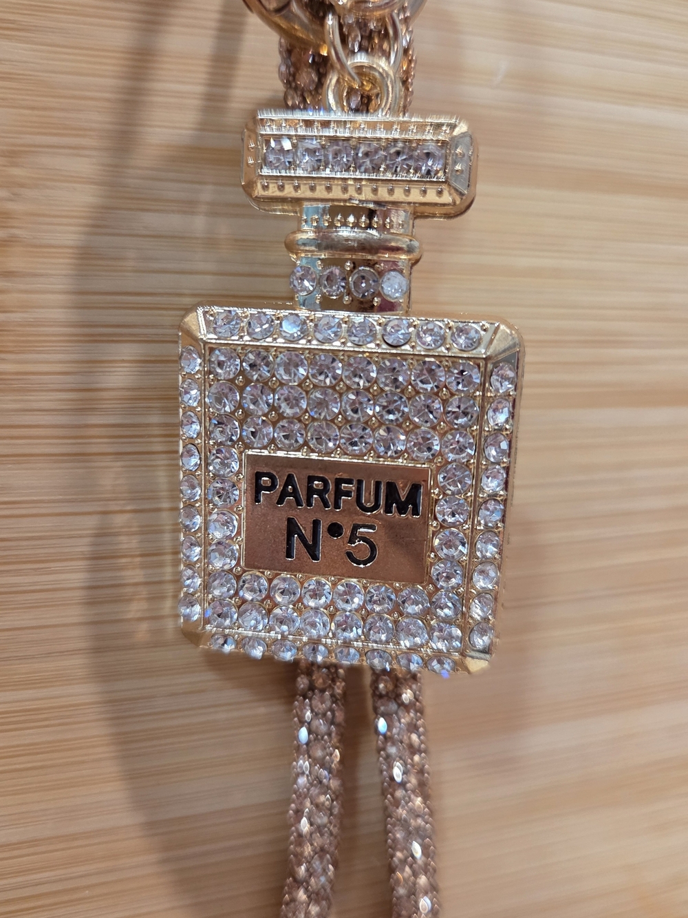Clear Crystal Parfum No 5 Perfume Bottle Keychain & Bling Wristlet